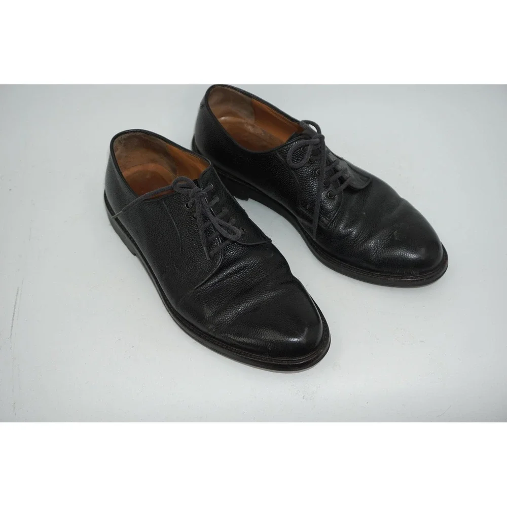 Salvatore Ferragamo Black Leather Shoes Derby Pebble Grain Men's Size 10 2E